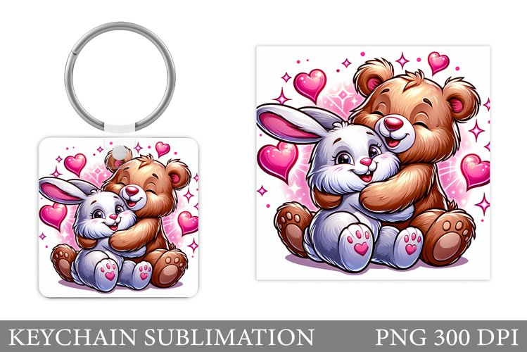 Valentines Bear Keychain. Valentines Bunny Keychain Design example image 1
