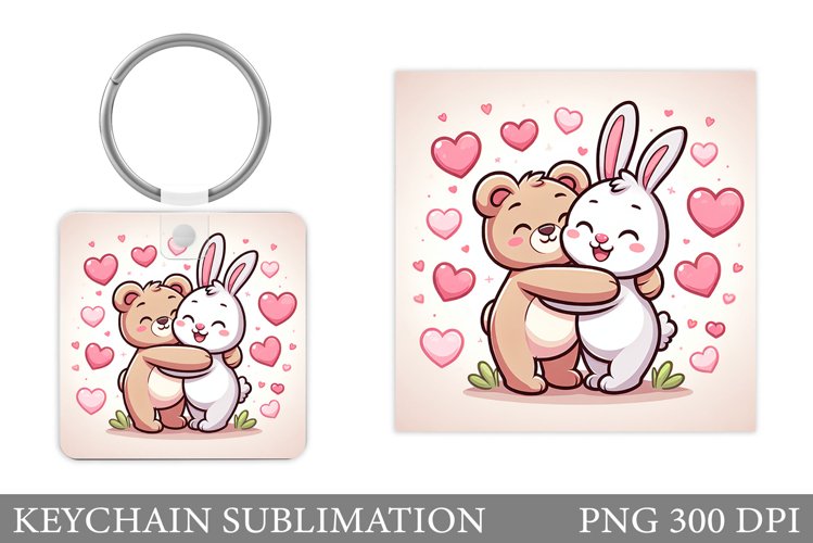 Valentines Bear Keychain. Valentines Bunny Keychain Design example image 1