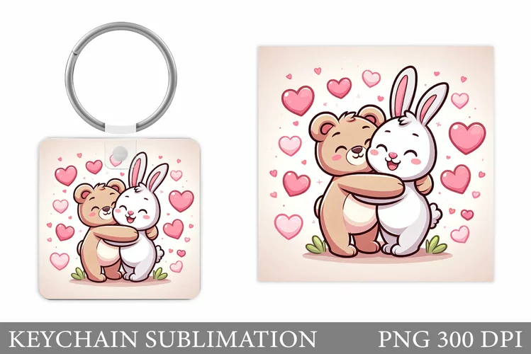 Valentines Bear Keychain. Valentines Bunny Keychain Design