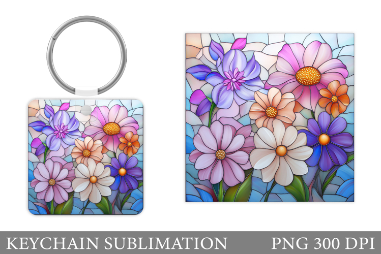 Flowers Keychain Design. Floral Keychain Sublimation