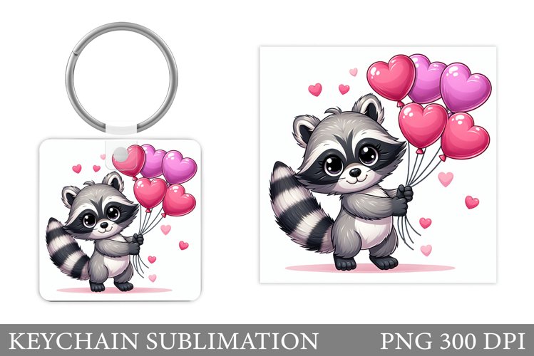 Valentines Raccoon Keychain. Valentines Keychain Design