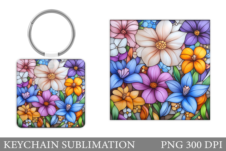 Flowers Keychain Design. Floral Keychain Sublimation