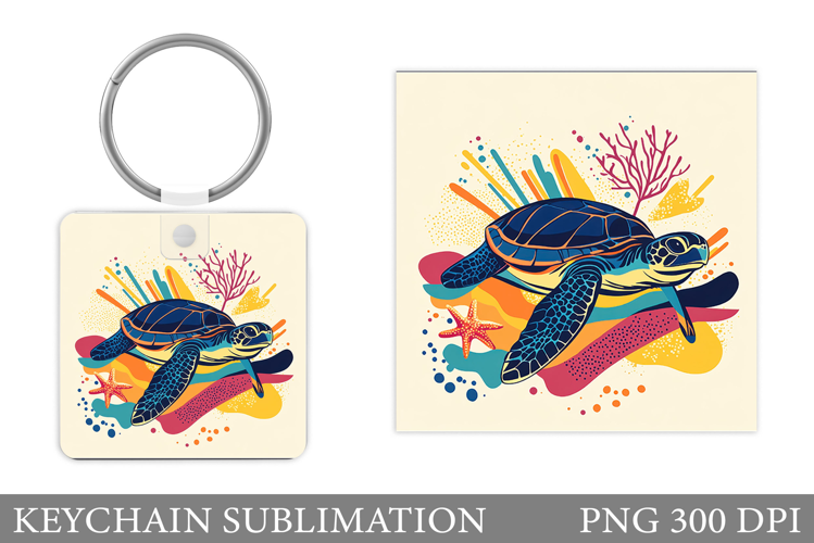 Turtle Keychain Sublimation. Turtle Keychain Design