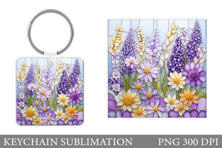 Wildflowers Keychain Design. Flowers Keychain Sublimation