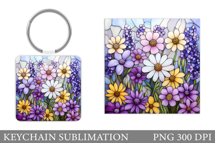 Wildflowers Keychain Design. Flowers Keychain Sublimation