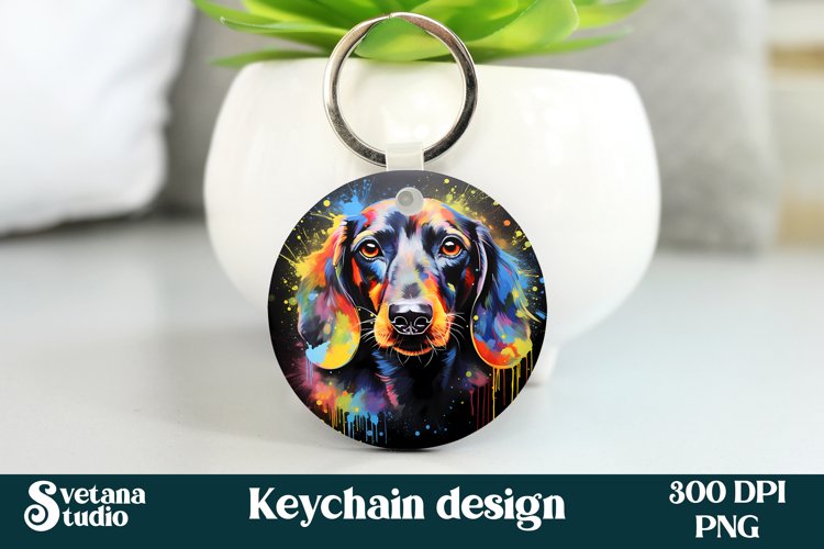 Rainbow dog keychain sublimation | Animal keyring design