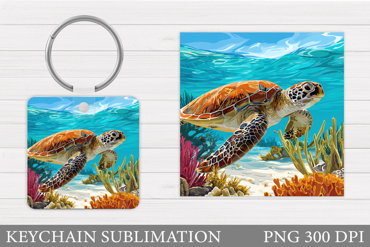Turtle Keychain Sublimation. Turtle Keychain Design