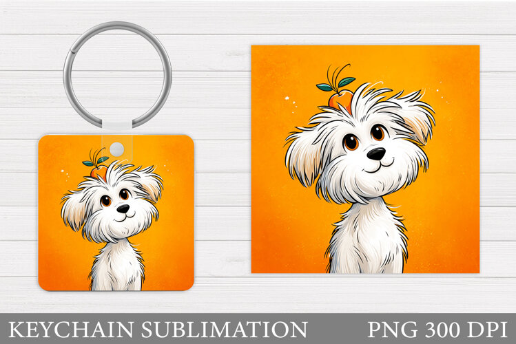 Cute Dog Keychain Design. Cute Dog Sublimation example image 1