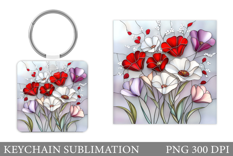Flowers Keychain Design. Floral Keychain Sublimation