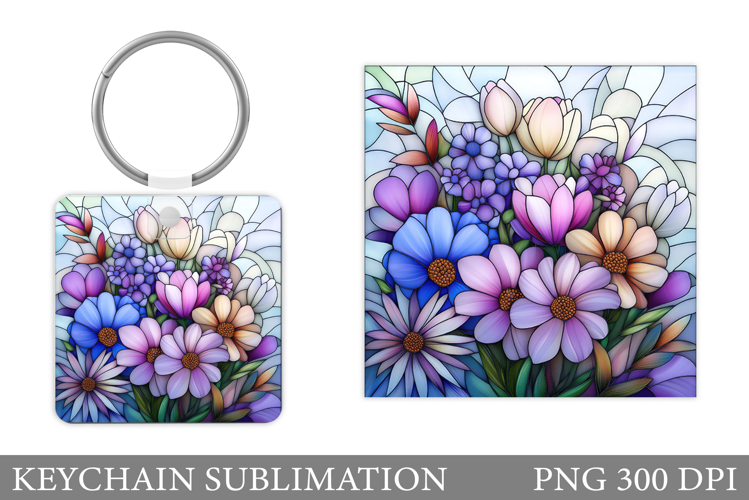 Wildflowers Keychain Design. Flowers Keychain Sublimation