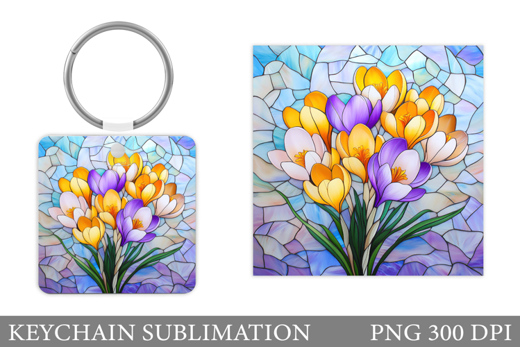 Flowers Keychain Sublimation. Floral Keychain Design