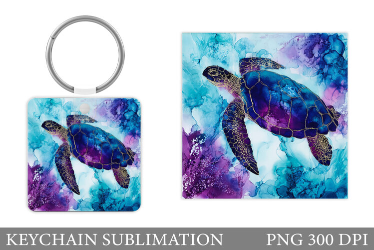 Turtle Keychain Sublimation. Turtle Keychain Design example image 1