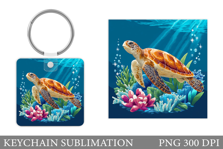Turtle Keychain Sublimation. Turtle Keychain Design