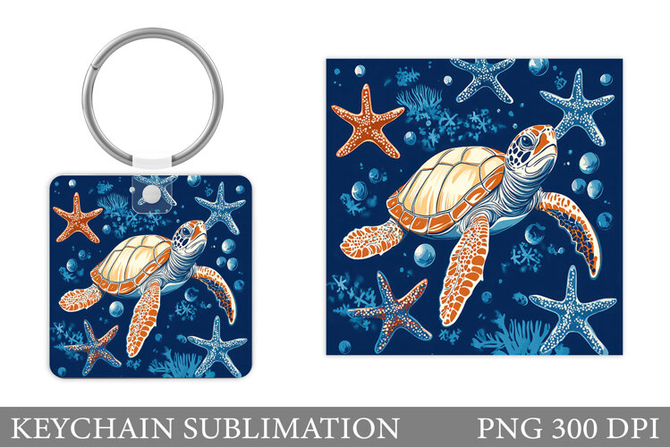 Turtle Keychain Sublimation. Turtle Keychain Design example image 1