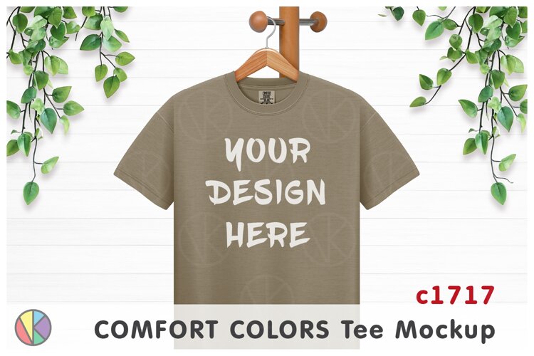Khaki Comfort Colors 1717 T-Shirt Mockup.