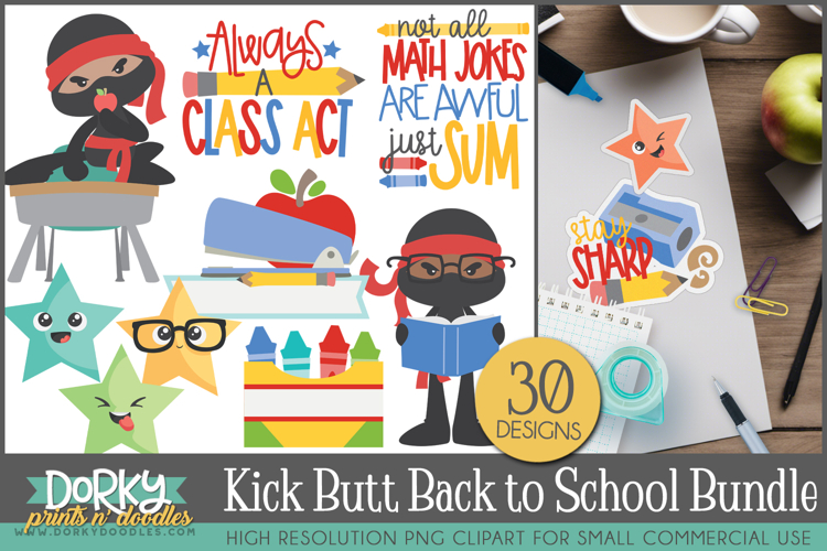 Funny Back to School Clipart Bundle