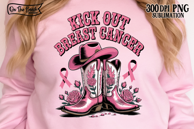 Kick Out Breast Cancer PNG October Wear Pink Western Boots