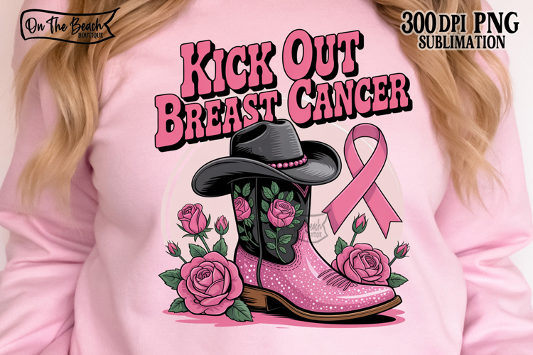 Kick Out Breast Cancer PNG October Wear Pink Western Boots