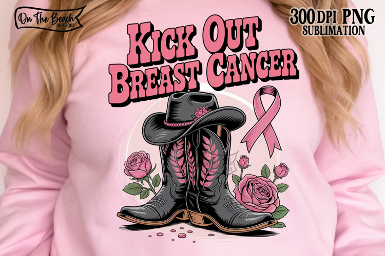 Kick Out Breast Cancer PNG October Wear Pink Western Boots