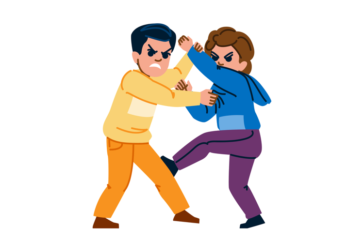 wrestle kid boy fight vector