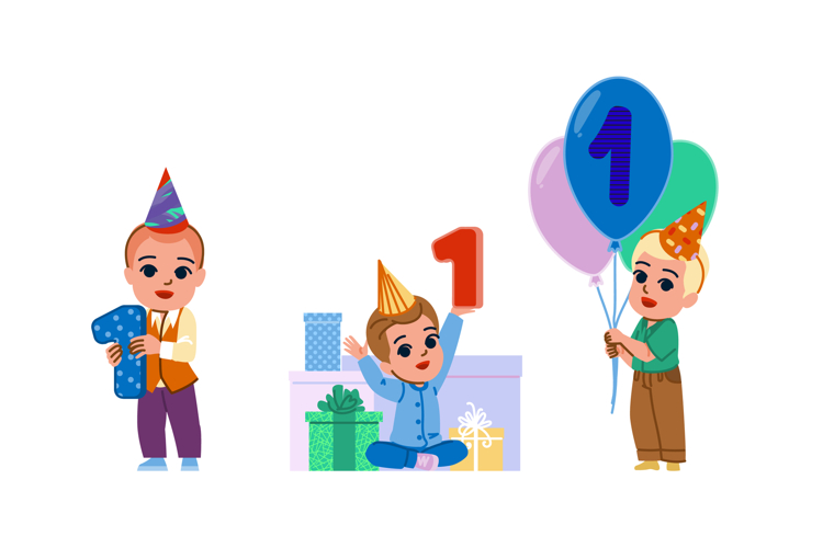 cake kid boy first birthday vector