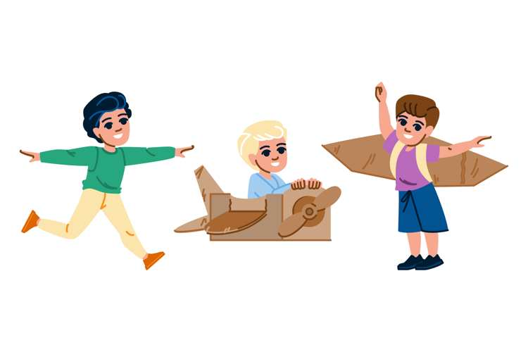 freedom kid boy fly vector