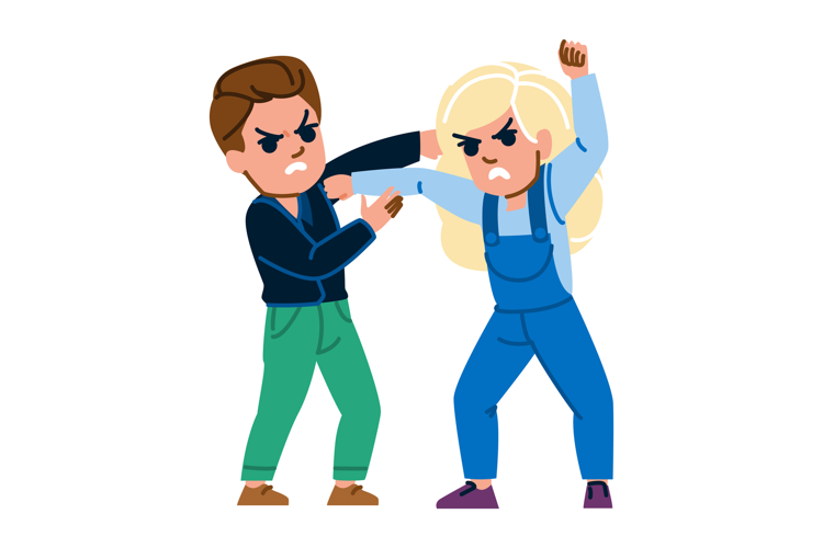 conflict kid boy girl fight vector