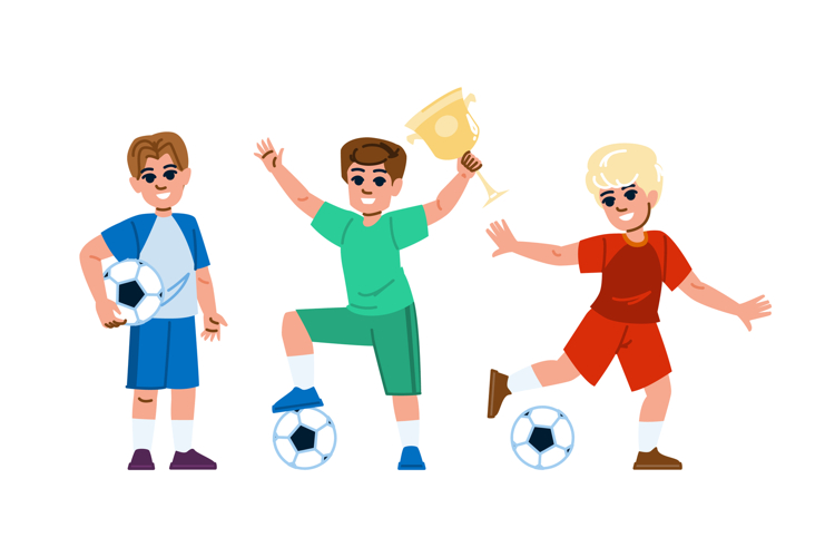 goal kid boy soccer vector