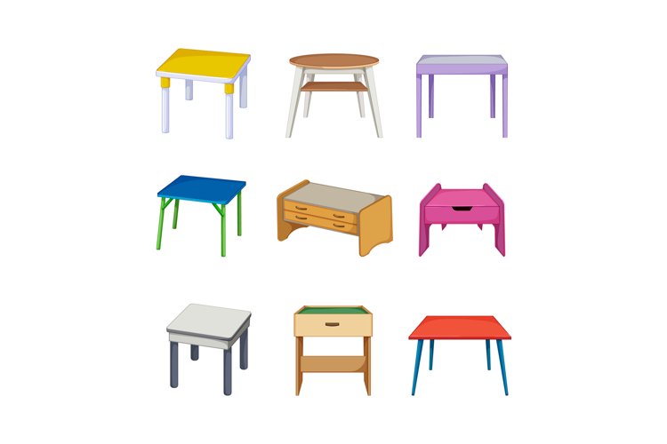 kid table set cartoon vector illustration