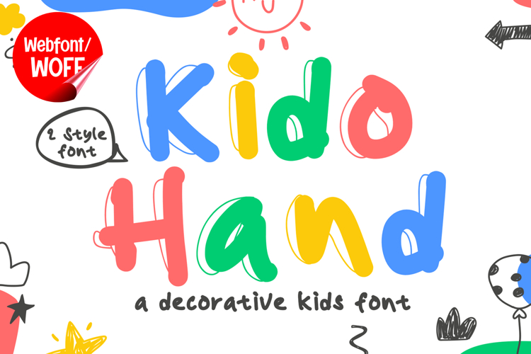 Kido Hand | Decorative Kids Handwritten Webfont for Fun idea