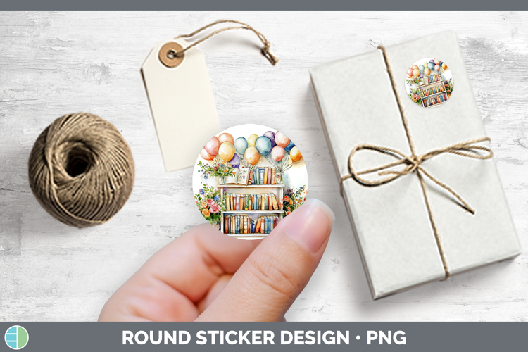 Kids 01 Bookshelf Balloons Stickers | Round Labels Designs
