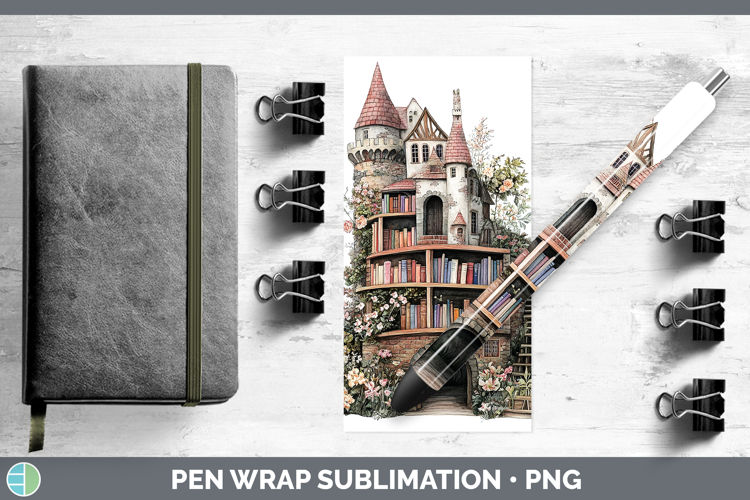 Kids 01 Bookshelf Castle Pen Wrap Sublimation Pen Designs