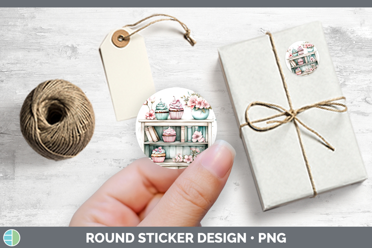 Kids 01 Bookshelf Cup Cake Stickers | Round Labels Designs