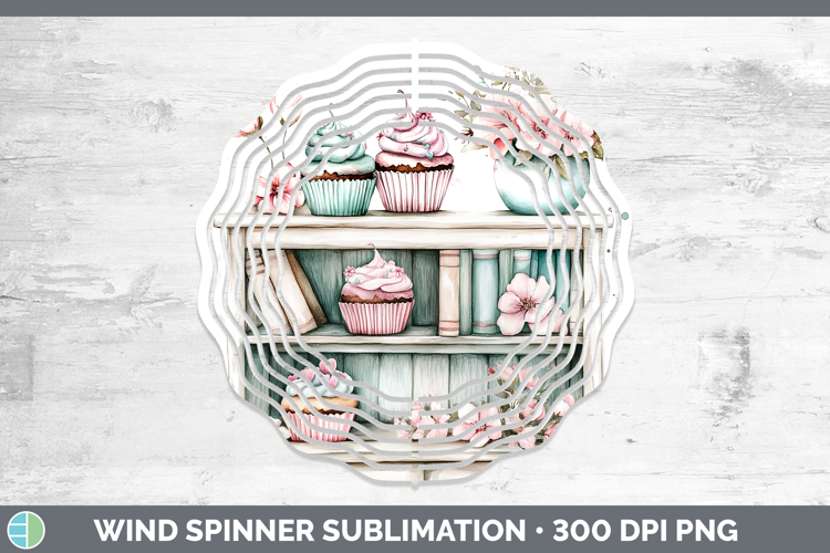Kids 01 Bookshelf Cup Cake Wind Spinner Sublimation Spinner