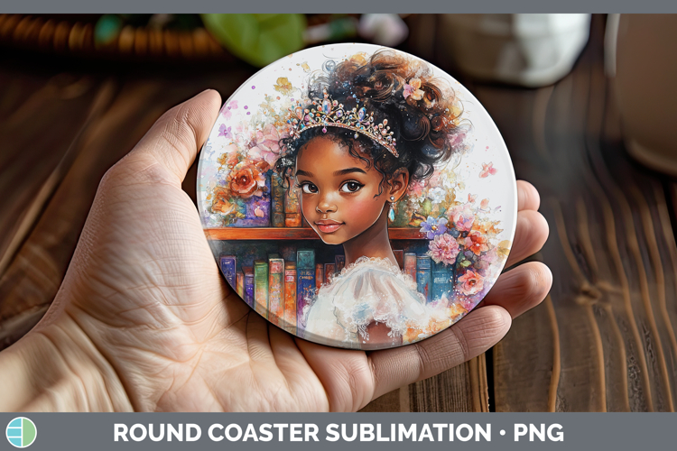 Kids 01 Bookshelf Princess Round Coaster Sublimation Coaster