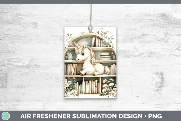 Kids 01 Bookshelf Unicorn Air Freshener Sublimation Car Fres