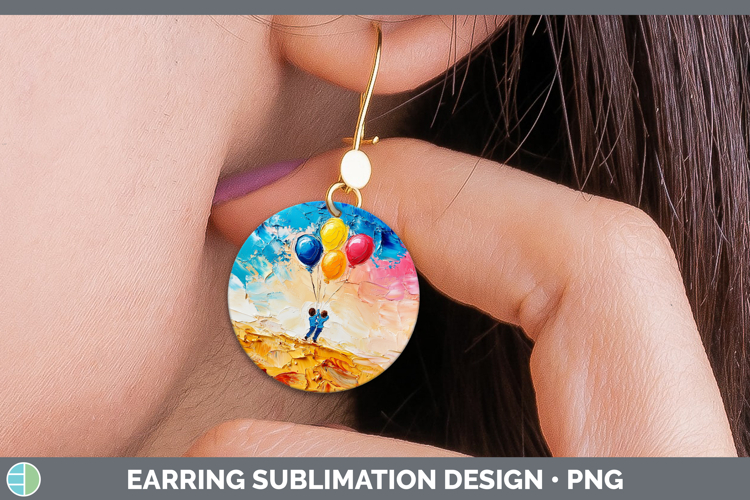 Kids 01 Thick Paint Balloons Round Earrings Sublimation Earr