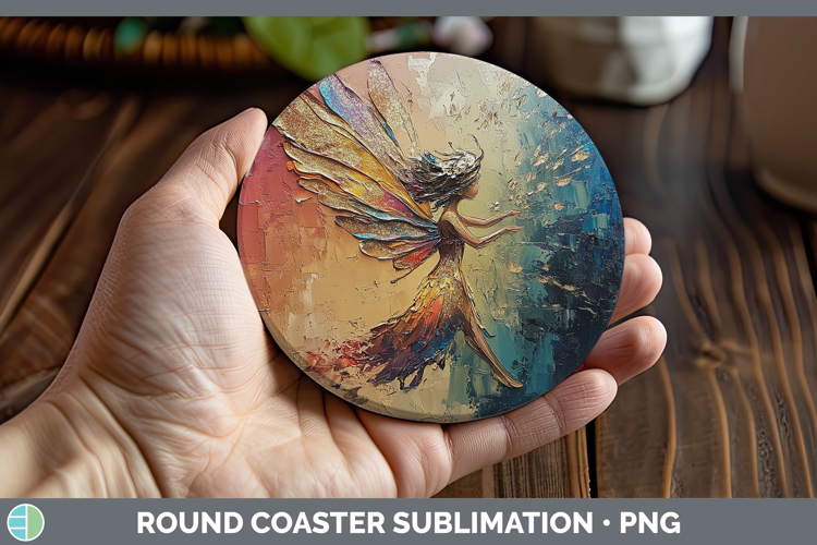 Kids 01 Thick Paint Fairy Round Coaster Sublimation Coaster
