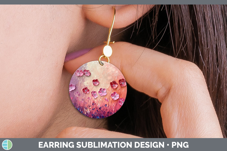 Kids 01 Thick Paint Flowers Round Earrings Sublimation Earri