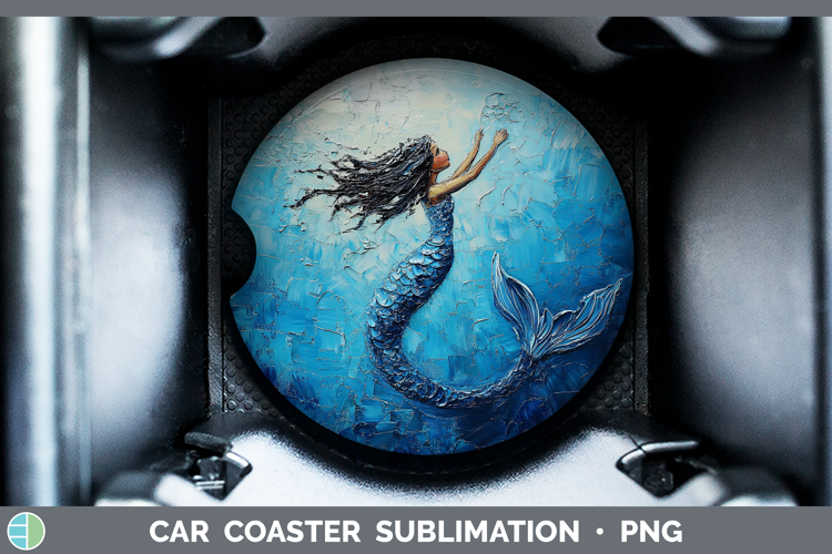 Kids 01 Thick Paint Mermaid Car Coaster Sublimation Designs