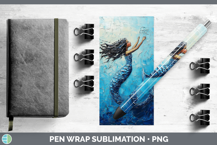 Kids 01 Thick Paint Mermaid Pen Wrap Sublimation Pen Designs