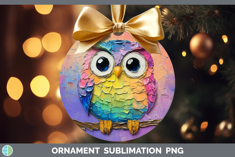 Kids 01 Thick Paint Owl Ornament Sublimation Bauble Designs