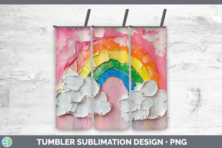 Kids 01 Thick Paint Rainbow Tumbler Sublimation 20 oz Skinny