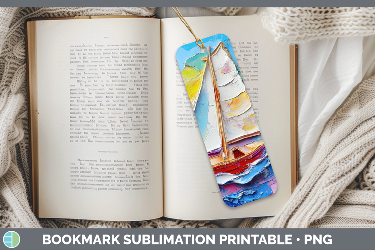 Kids 02 Thick Paint Boat Bookmark Sublimation Printable Desi