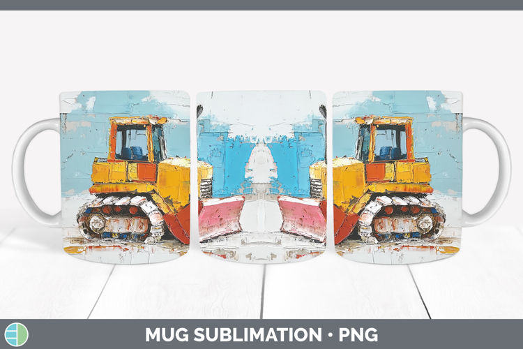 Kids 02 Thick Paint Bulldozer Mug Wrap Sublimation Coffee Cu