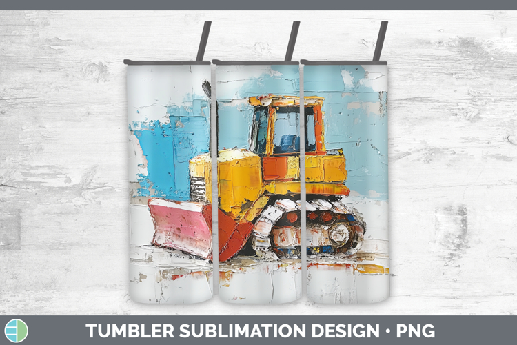 Kids 02 Thick Paint Bulldozer Tumbler Sublimation 20 oz Skin