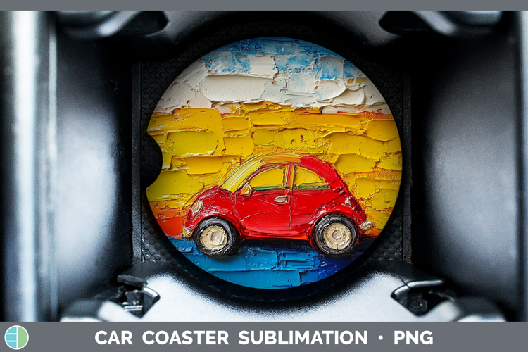 Kids 02 Thick Paint Car Car Coaster Sublimation Designs