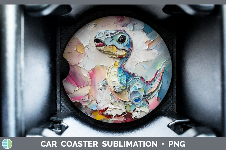 Kids 02 Thick Paint Dino Car Coaster Sublimation Designs