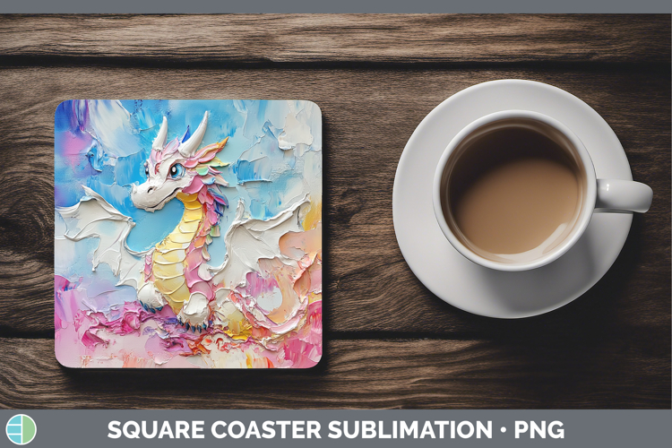 Kids 02 Thick Paint Dragon Square Coaster Sublimation Coaste