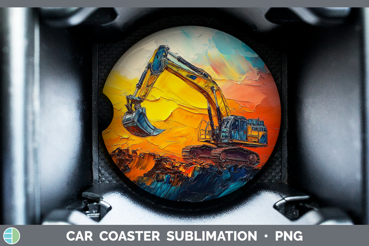 Kids 02 Thick Paint Excavator Car Coaster Sublimation Desig